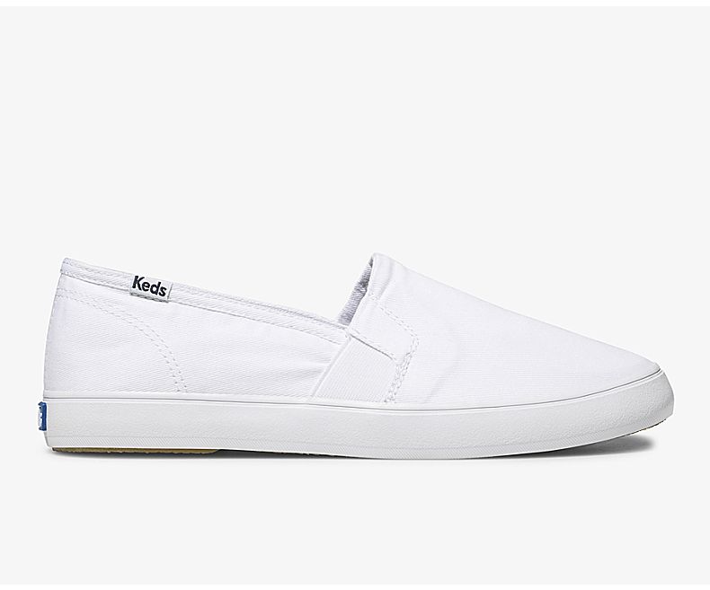 Keds Women's Clipper Washed Solids White Slip On Shoes - HL6078395